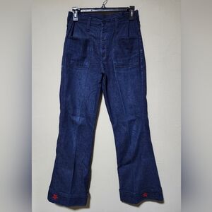 Vintage Maverick Dark Blue Denim Button-Fly Jeans 1970s